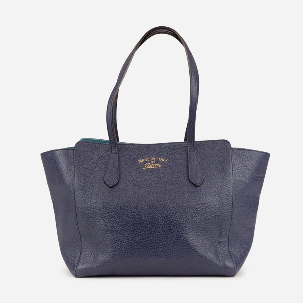 Gucci Navy Leather Swing Tote